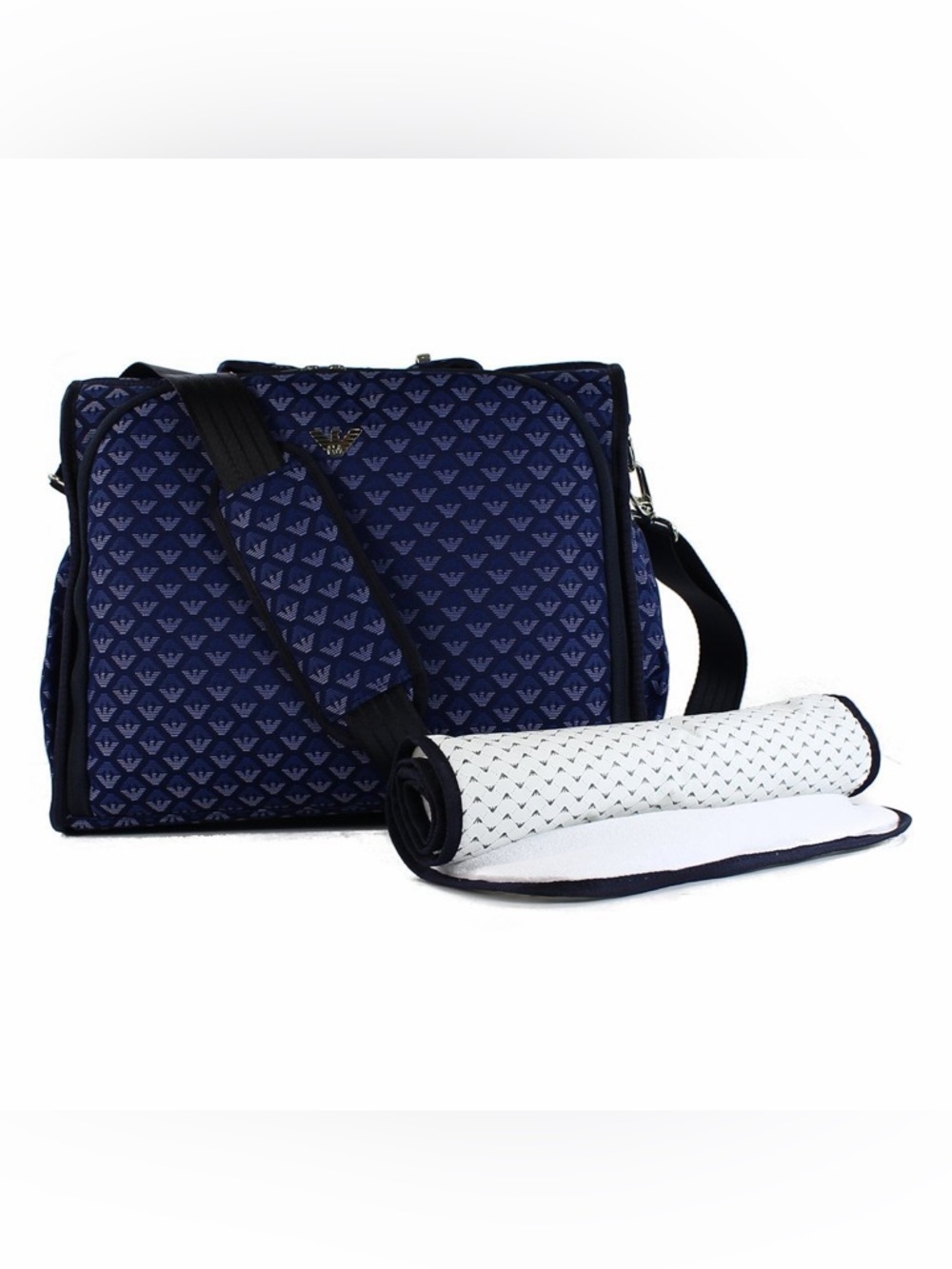 Armani Baby Convertible Diaper Bag Backpack Navy Monogram